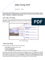 Tạo Bảng (Table) Trong HTML
