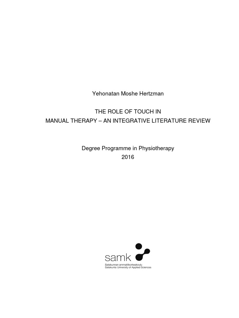 The Role of Touch in Manual Therapy An Integrative Literature Review