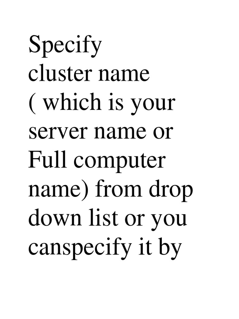 How to Specify Cluster Name for Connection | PDF | Computers