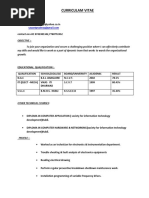 Curriculam Vitae: Profile