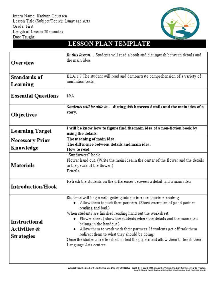 Taught Lesson Plan 21  PDF  Curriculum  Lesson Plan Throughout Madeline Hunter Lesson Plan Template Blank