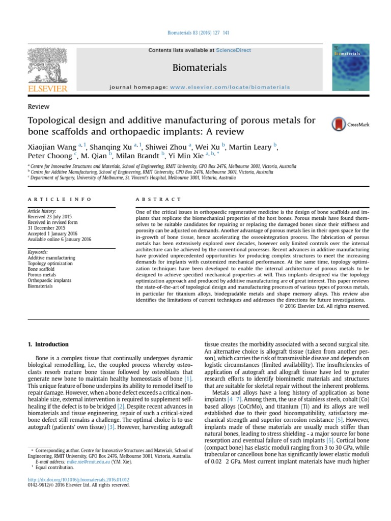 10 1016@j Biomaterials 2016 01 012 | PDF | Tissue Engineering | Bone