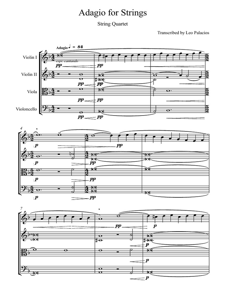 Adagio For Strings Score and Parts PDF Friction Musical