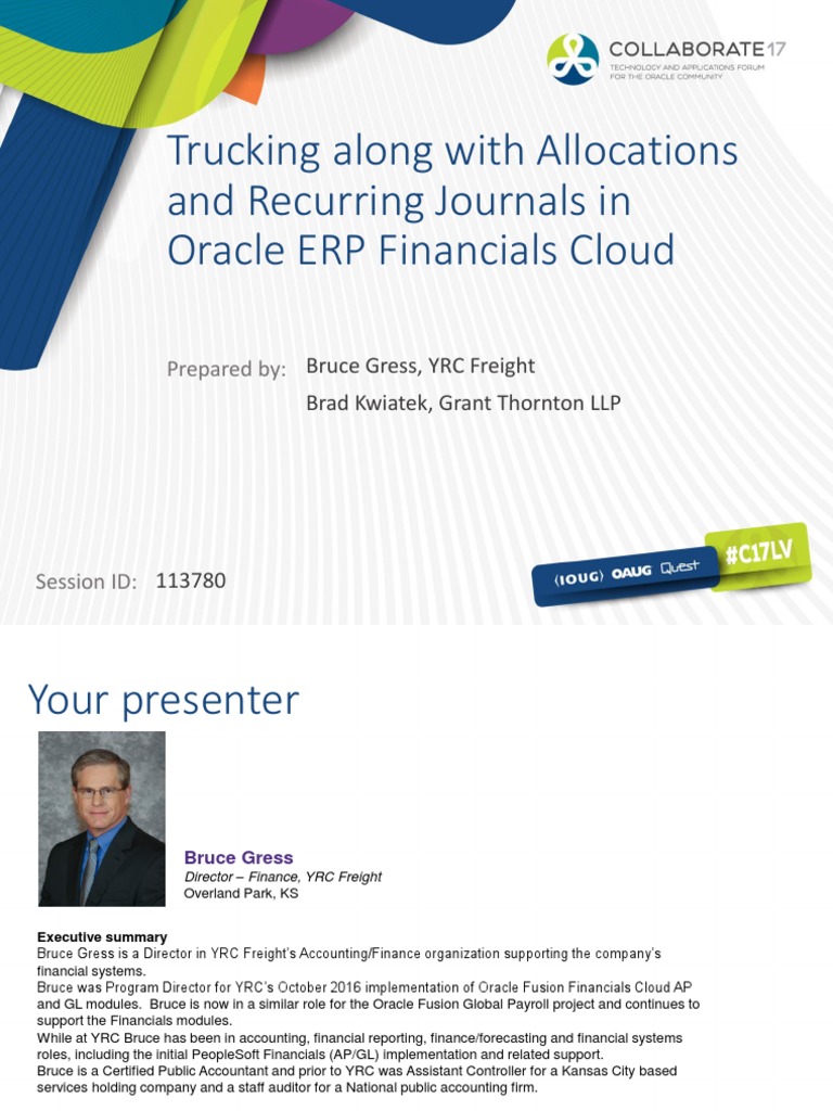 Oracle ERP Financials Cloud: Allocations & Recurring Journals | PDF ...