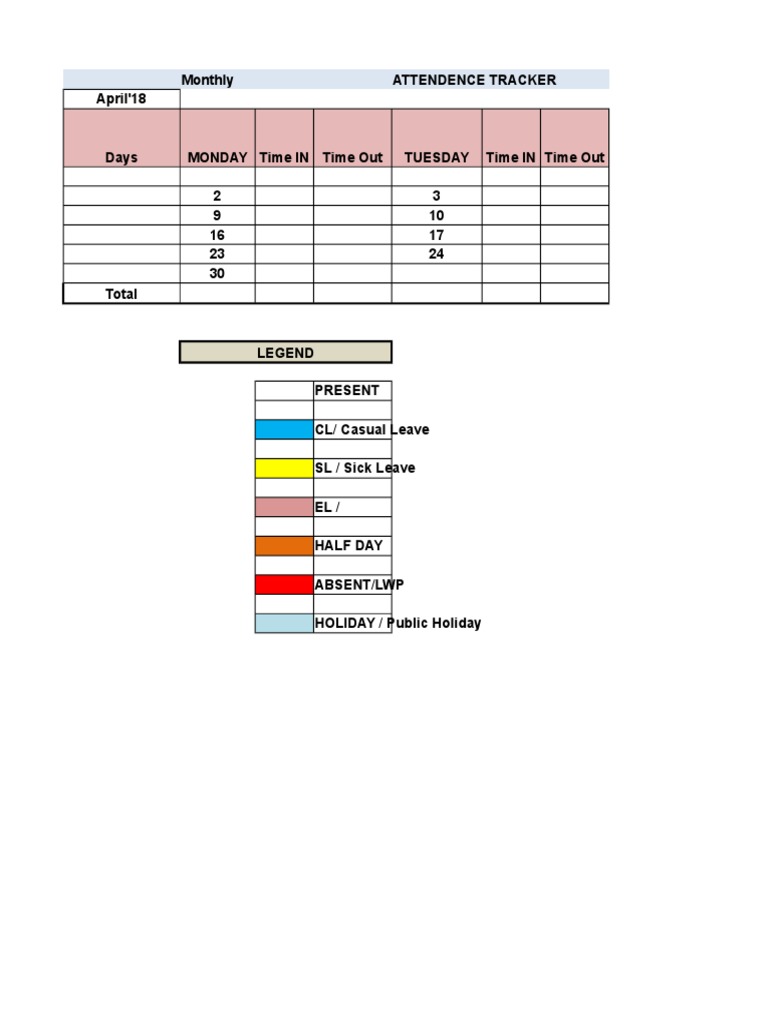 Attendance Tracking and Analysis for April 2018 | PDF