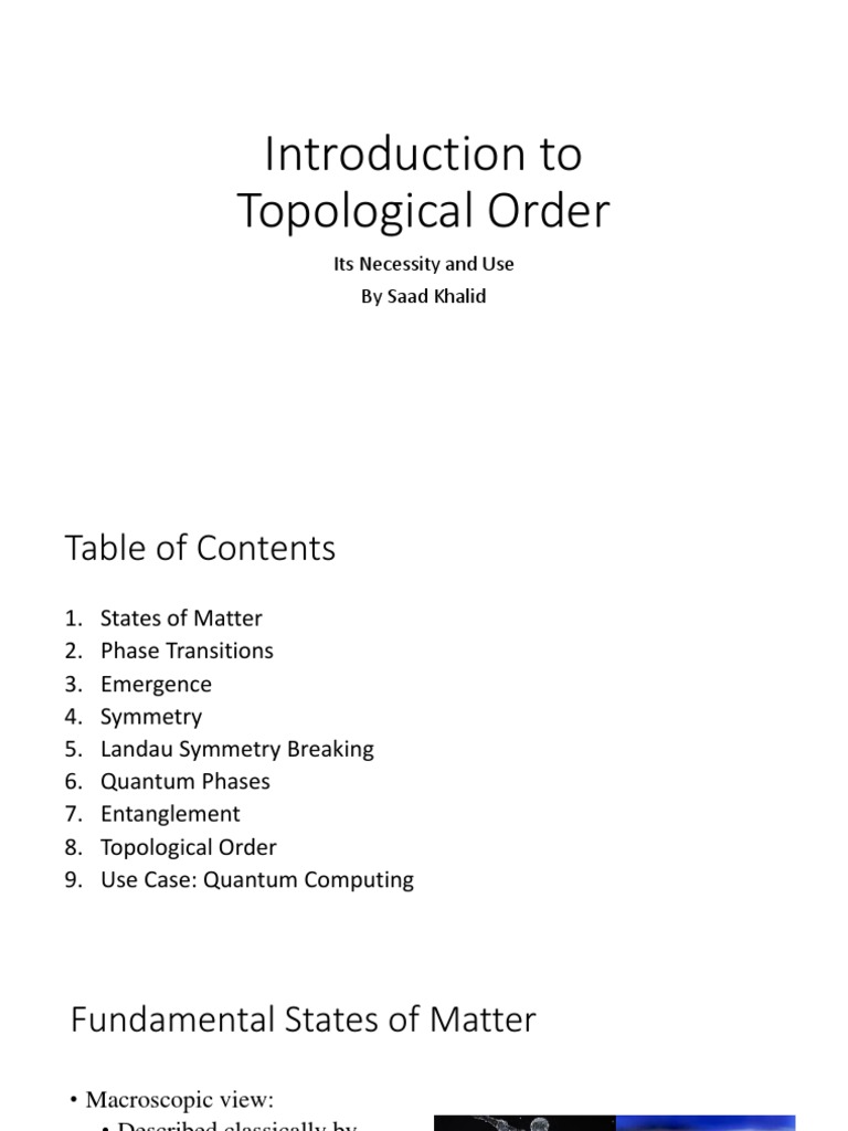 Topological Order in Quantum Physics | PDF | Phase Transition | Spin ...