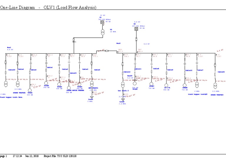 Load Flow Analysis One-Line Diagram | PDF