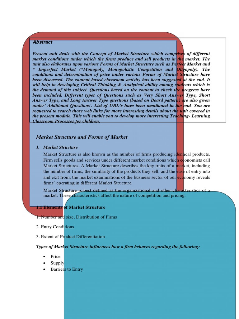 Market Structure and Forms of Market | PDF | Monopoly | Perfect Competition