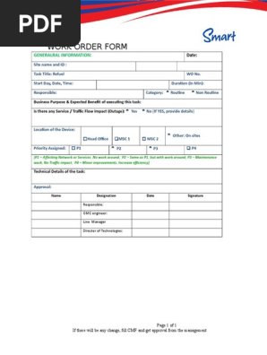 Work Order Form