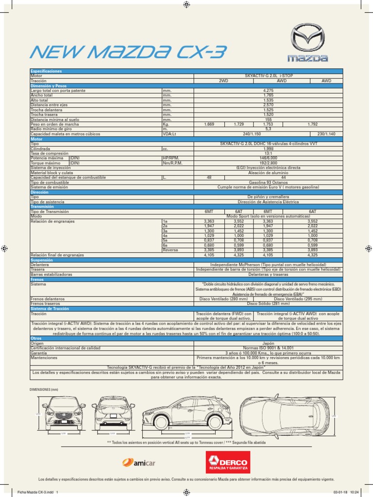 FichaMazdaCX31 Tracción en las cuatro ruedas Engranaje
