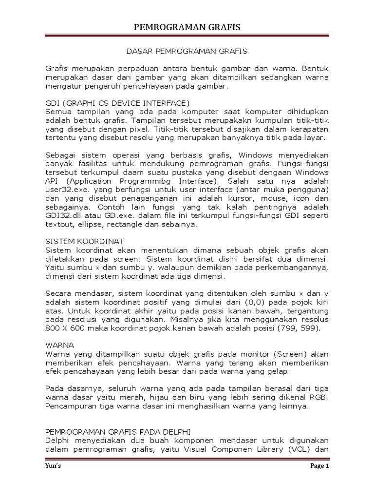 Dasar Pemrograman Grafis | PDF | Metode & Bahan Ajar | Seni