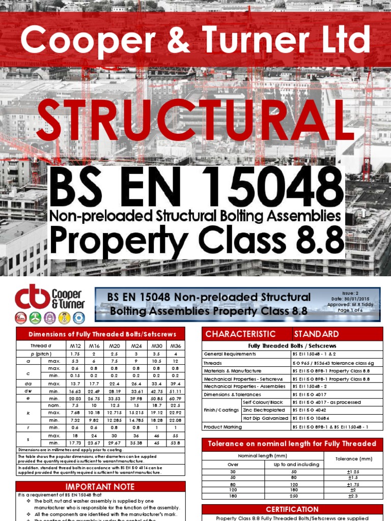 BS en 15048 8.8 | PDF | Screw | Galvanization