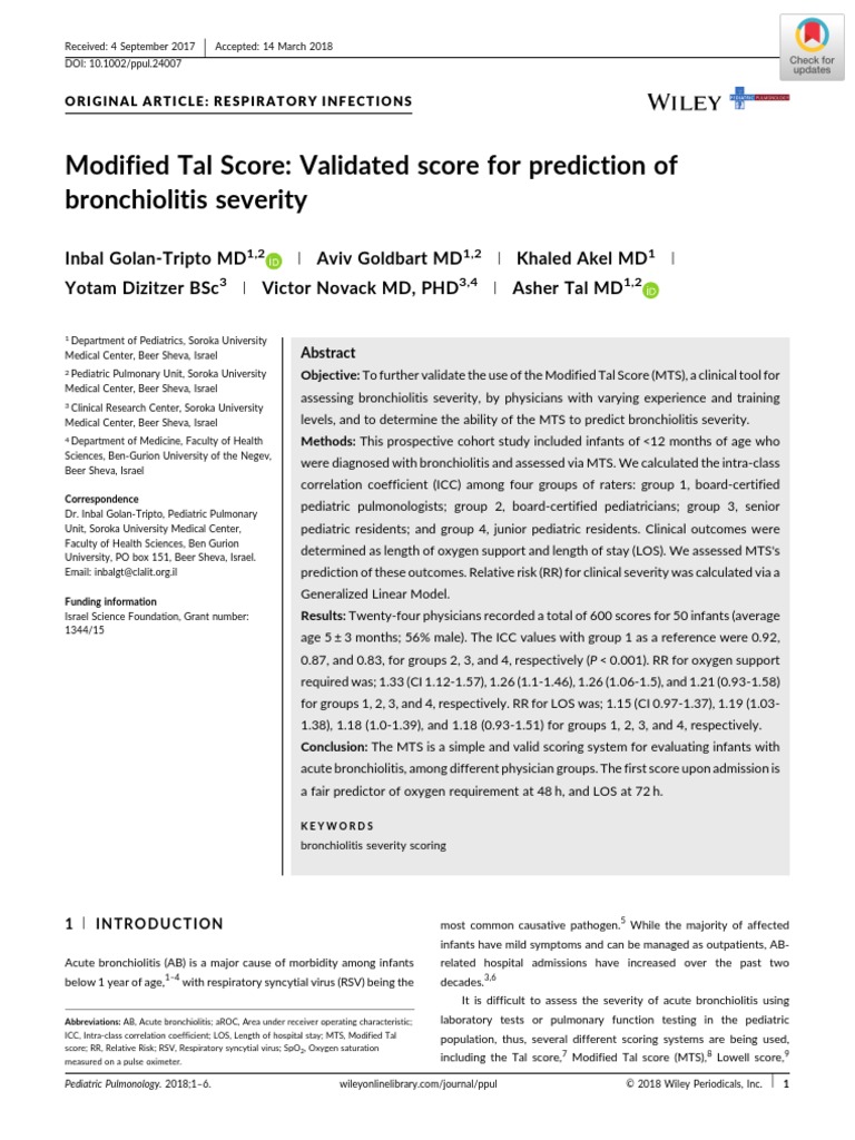 Modified Tal Score PDF | Download Free PDF | Receiver Operating ...