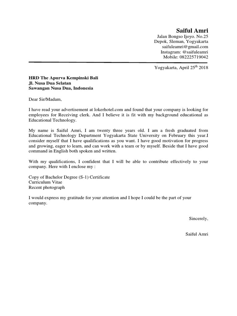 Graphic Designer Contoh Surat Lamaran Kerja Bahasa Inggris Pdf