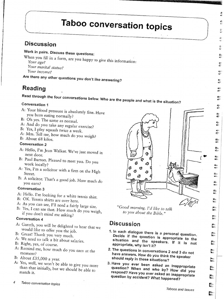 Taboo Conversation Topics PDF