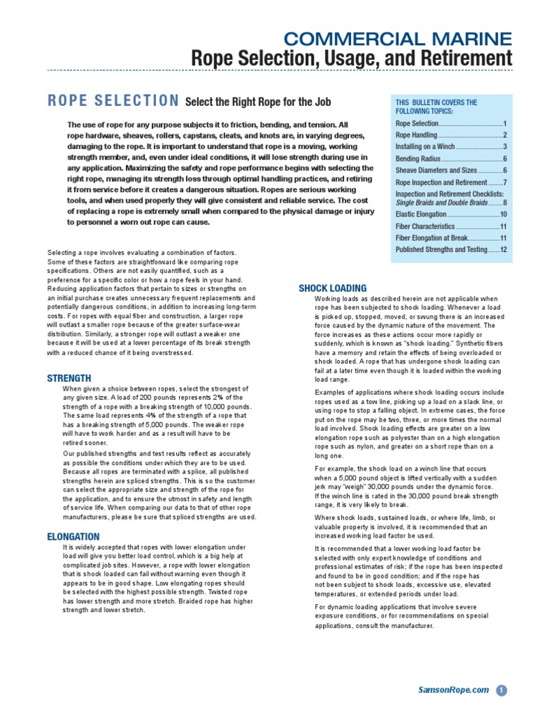 TB CM Rope Selection Usage Retirement MAY2013 WEB | PDF | Rope ...