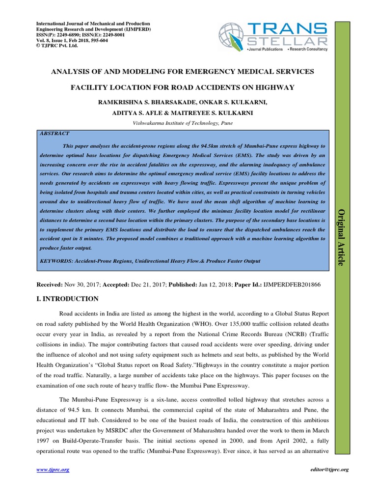Analysis of and Modeling For Emergency Medical Services Facility ...
