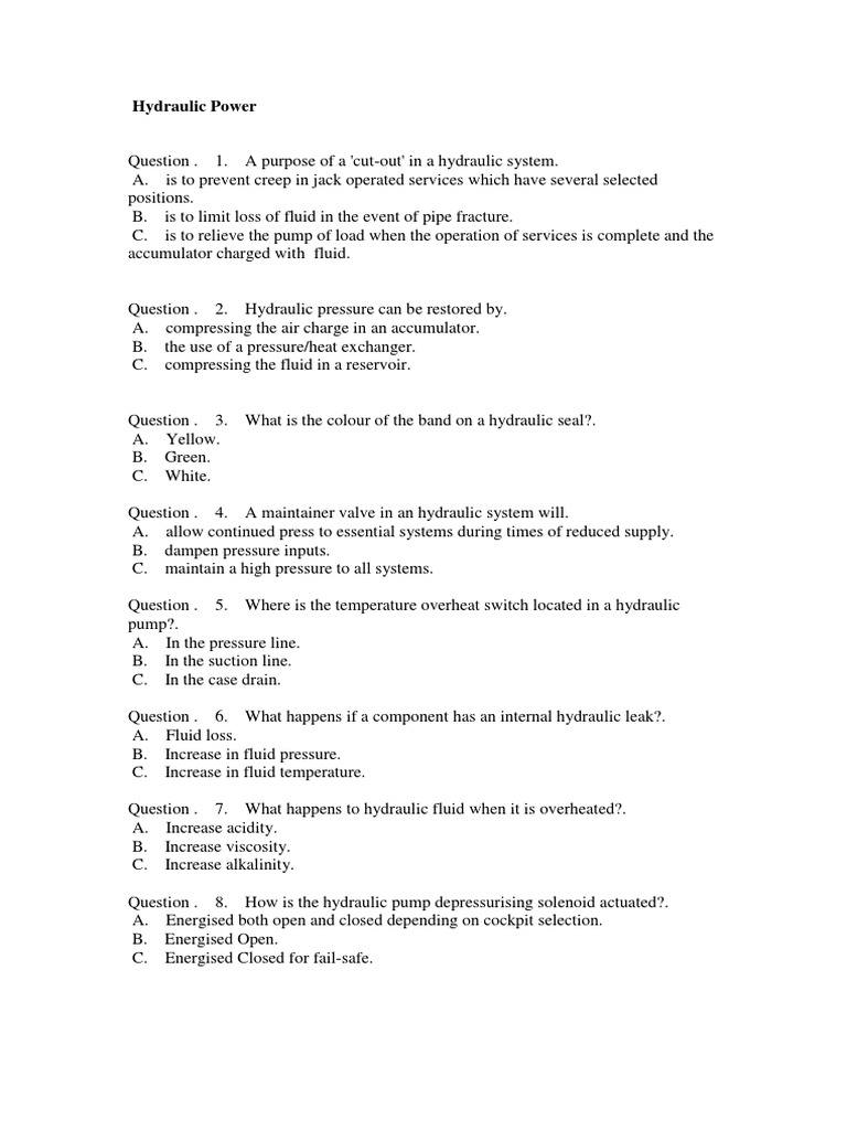 HYDRAULIC QUESTIONS AND ANSWERS visual data 6
