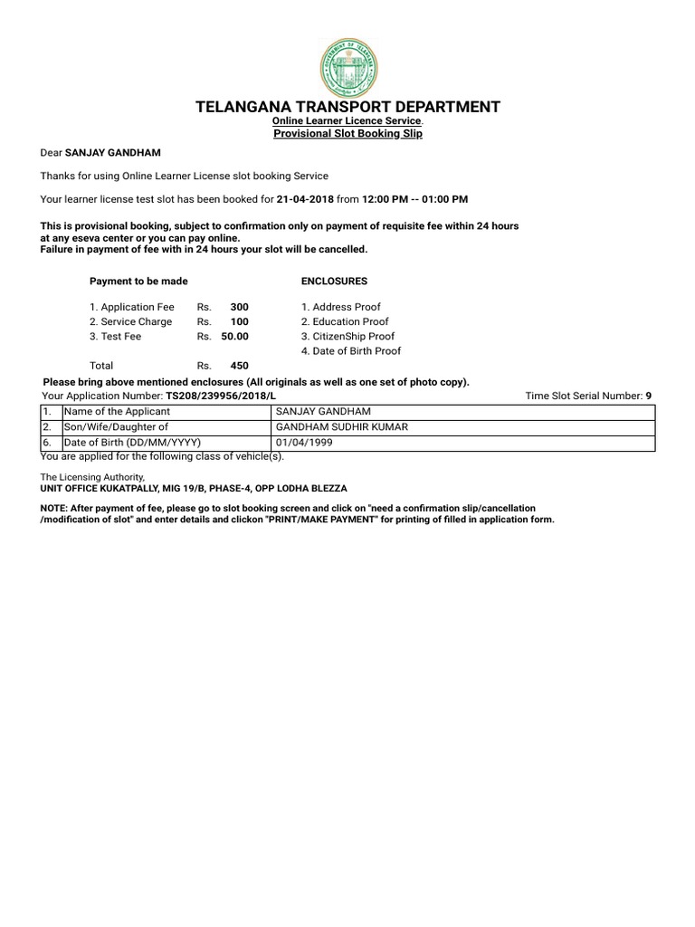 Application For The Grant Of Learener S Licence Pdf Driver S License License