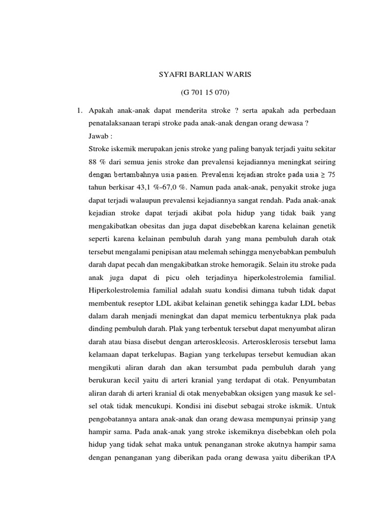 Soal Dan Jawaban Diskusi Stroke Iskemik