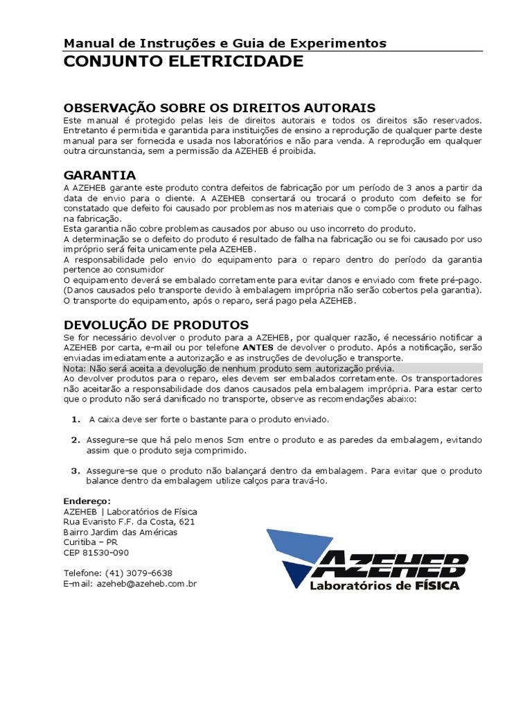 Manual Conjunto de Eletricidade | PDF | Rede elétrica | Circuitos em ...
