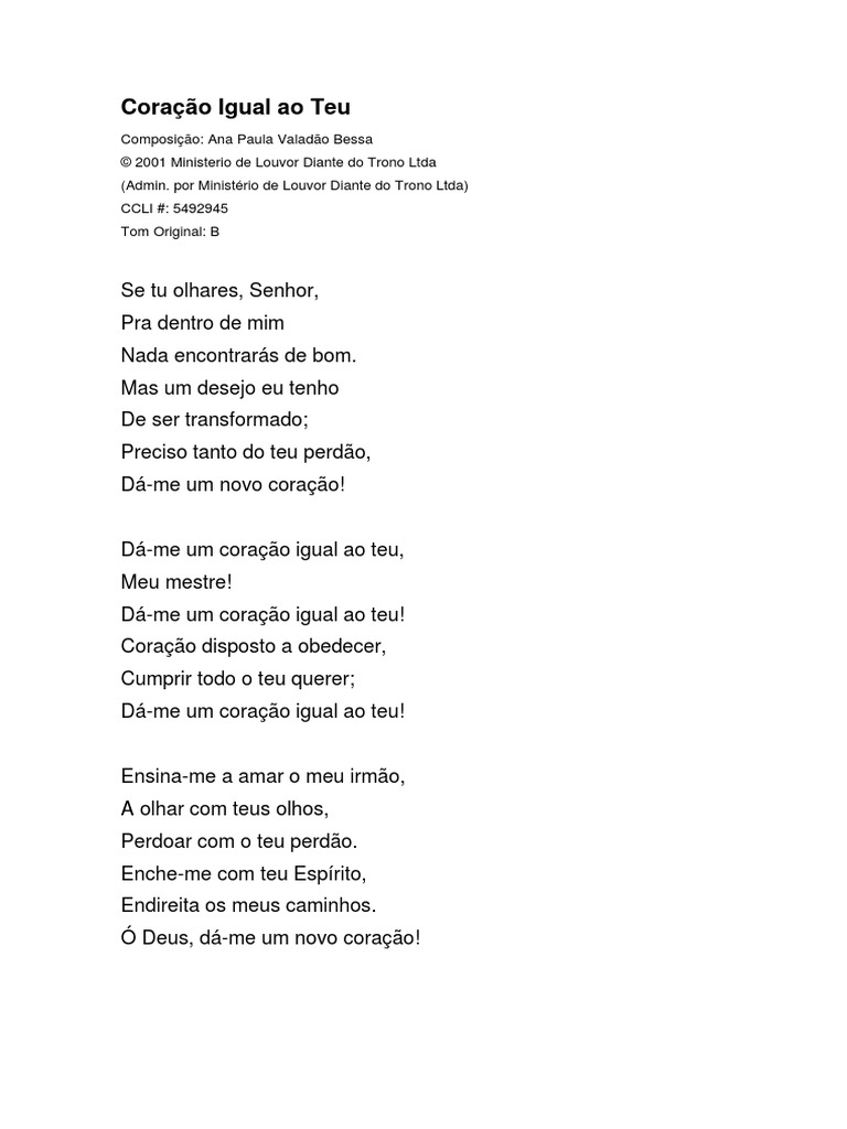 Coração Igual Ao Teu Pdf