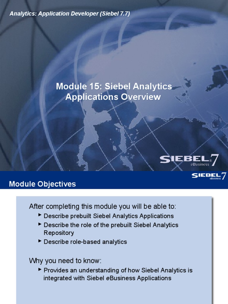 Siebel Analytics Applications Overview | PDF | Data Warehouse | Analytics