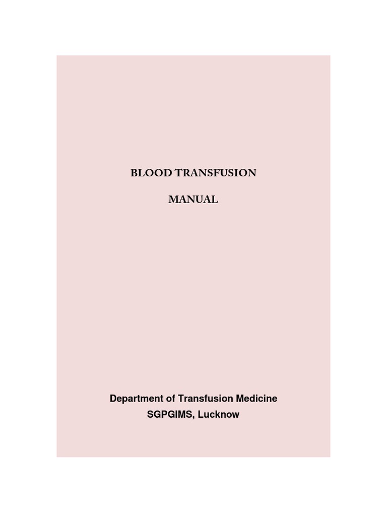 Blood Transfusion Manual 2023 | PDF | Blood Transfusion | Blood Donation