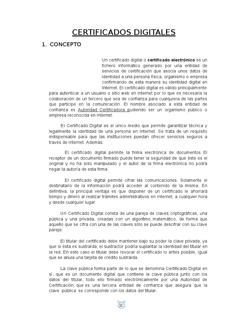 Certificados Digitales | PDF | Certificado de clave pública | Clave ...