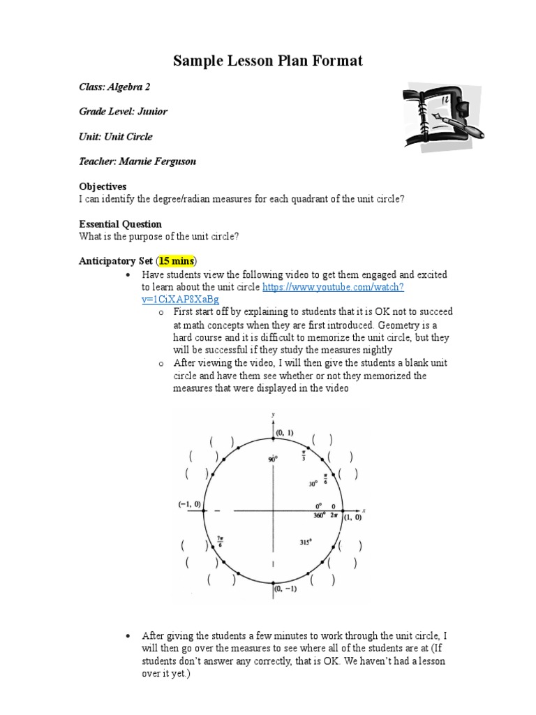 Algebra 2 Unit Circle Lesson Plan | PDF | Area | Elementary Geometry