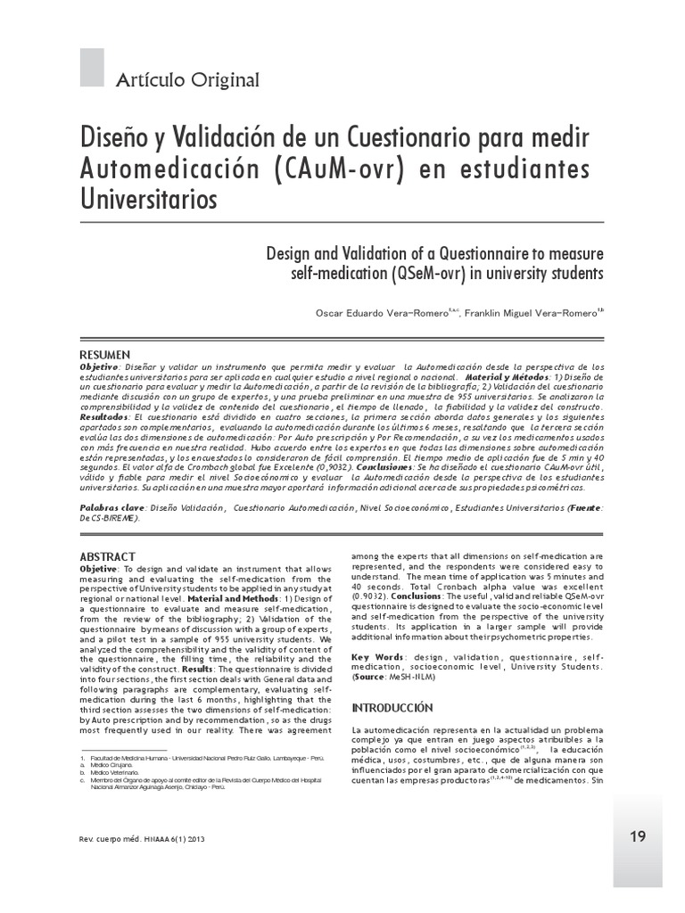 Cuestionario CAuM-ovr para Automedicación | PDF | Cuestionario ...