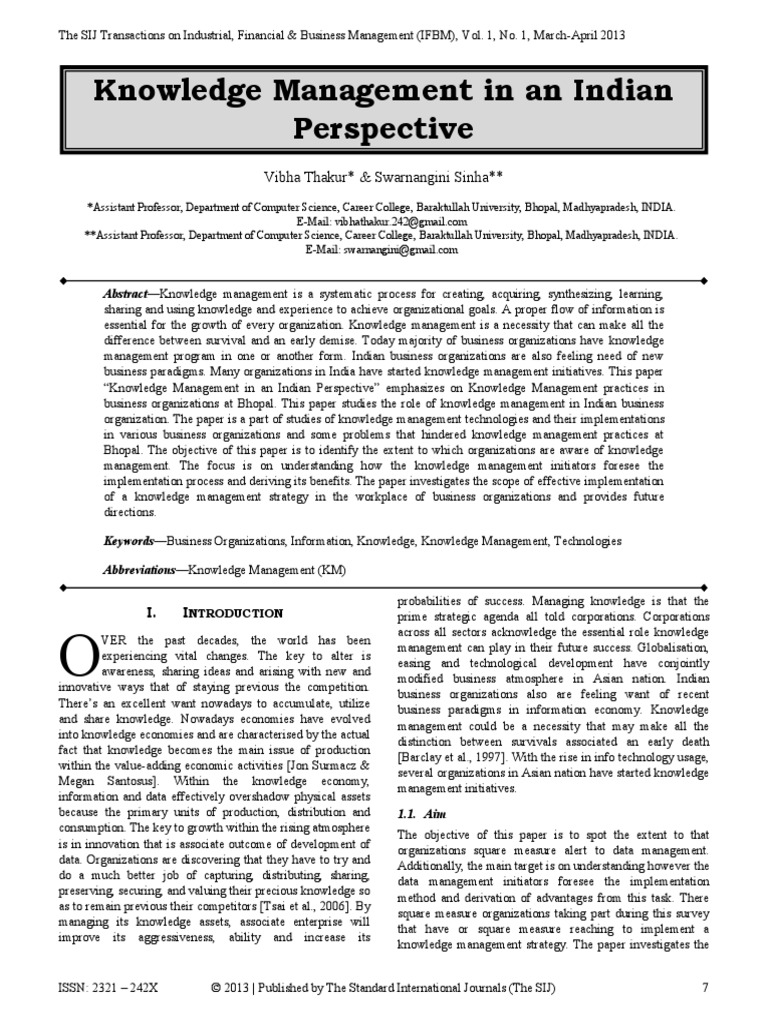Knowledge Management in An Indian Perspe PDF | PDF | Knowledge ...