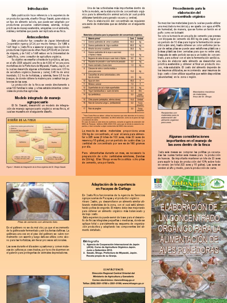 Elaboración de un concentrado orgánico para la alimentación de aves