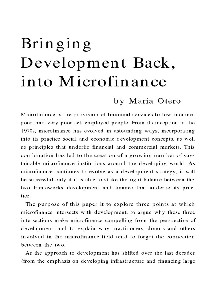 Microfinance's Role in Development Strategy | PDF | Microfinance | Poverty