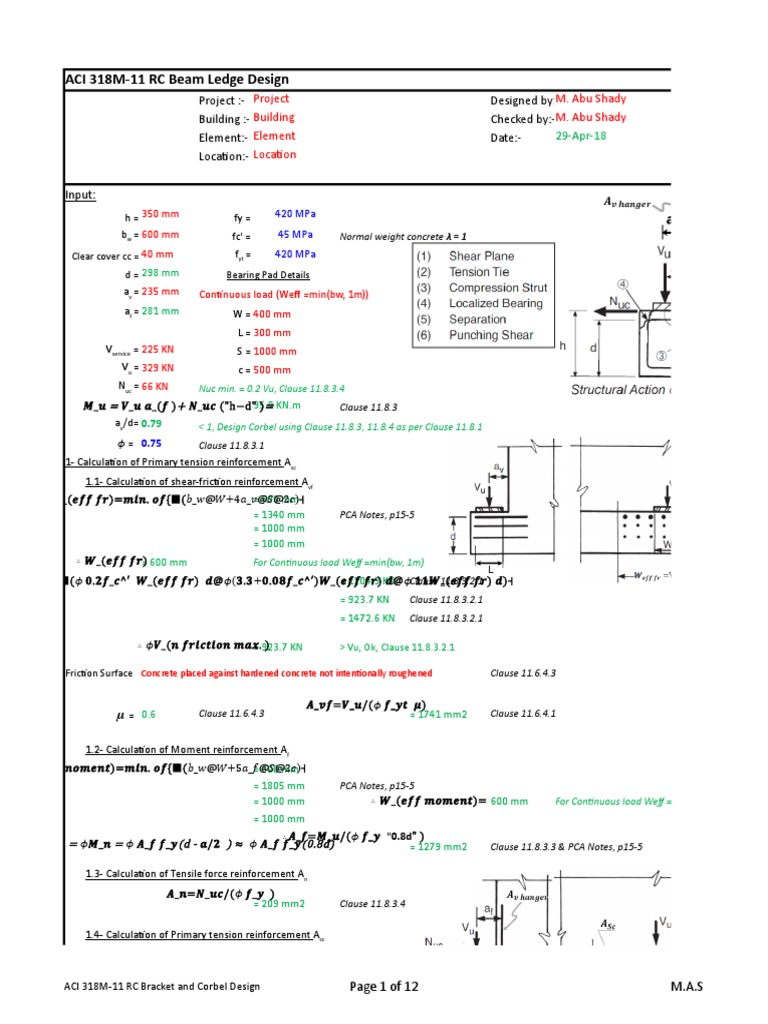 ACI 318M-11 RC Beam Ledge Design | PDF | Structural Engineering ...