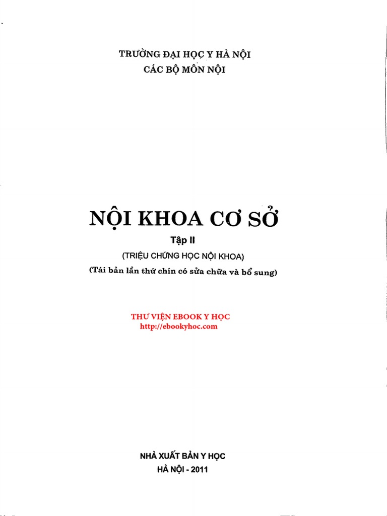 TRIỆU CHỨNG HỌC NỘI KHOA TẬP 1 CỦA TRƯỜNG Y HÀ NỘI