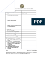 Application for Internship in Social Science 2018