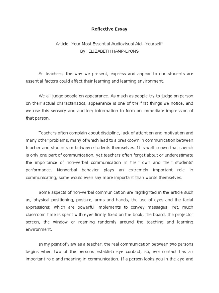 Reflective writing example picture