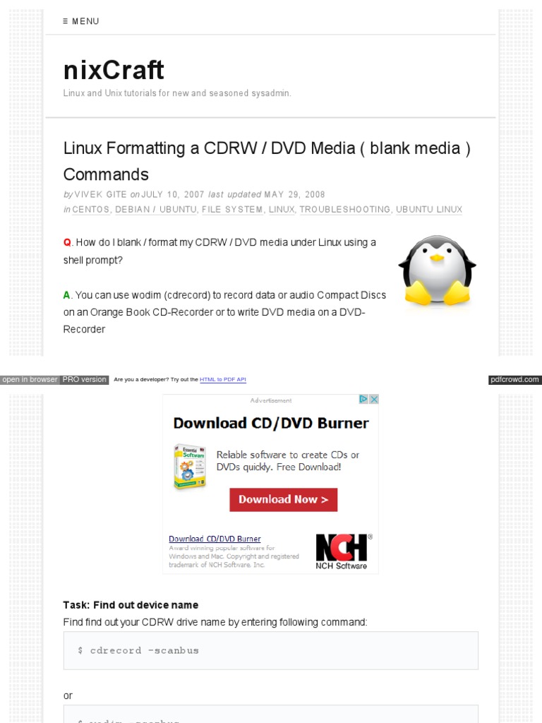 Format DVD RW Linux PDF Linux Computer Engineering