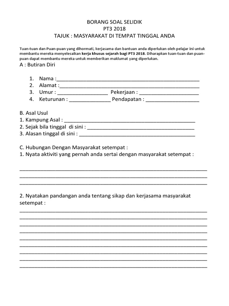 Borang Soal Selidik Pdf
