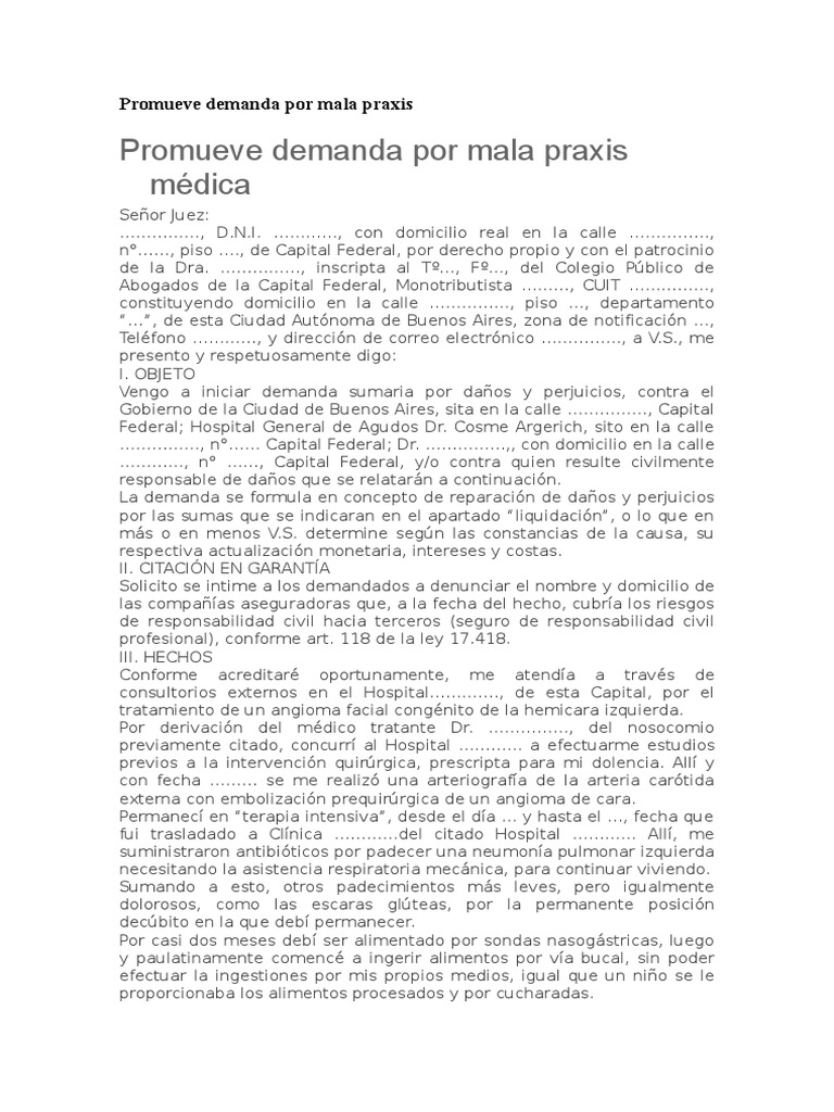 Modelo Denuncia Penal Por Mala Praxis PDF Testigo experto