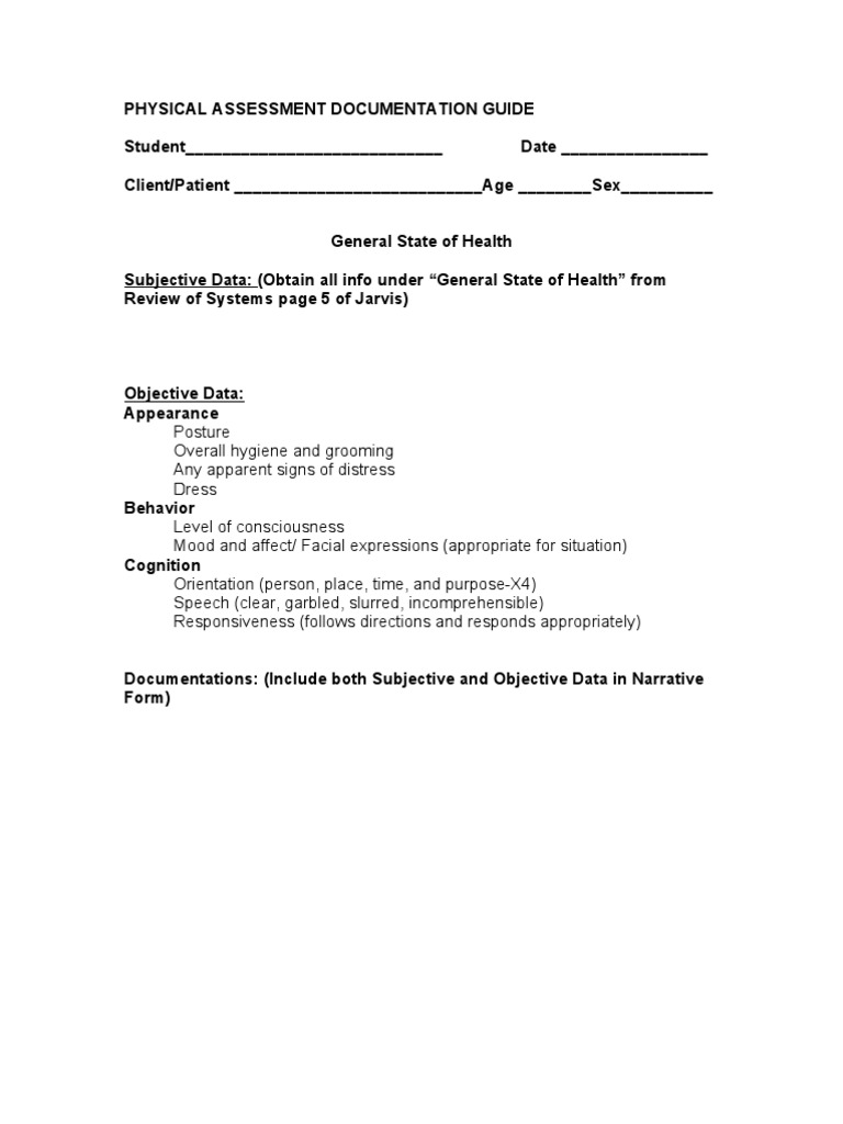 Physical Assessment Documentation Guide | PDF | Anatomical Terms Of ...