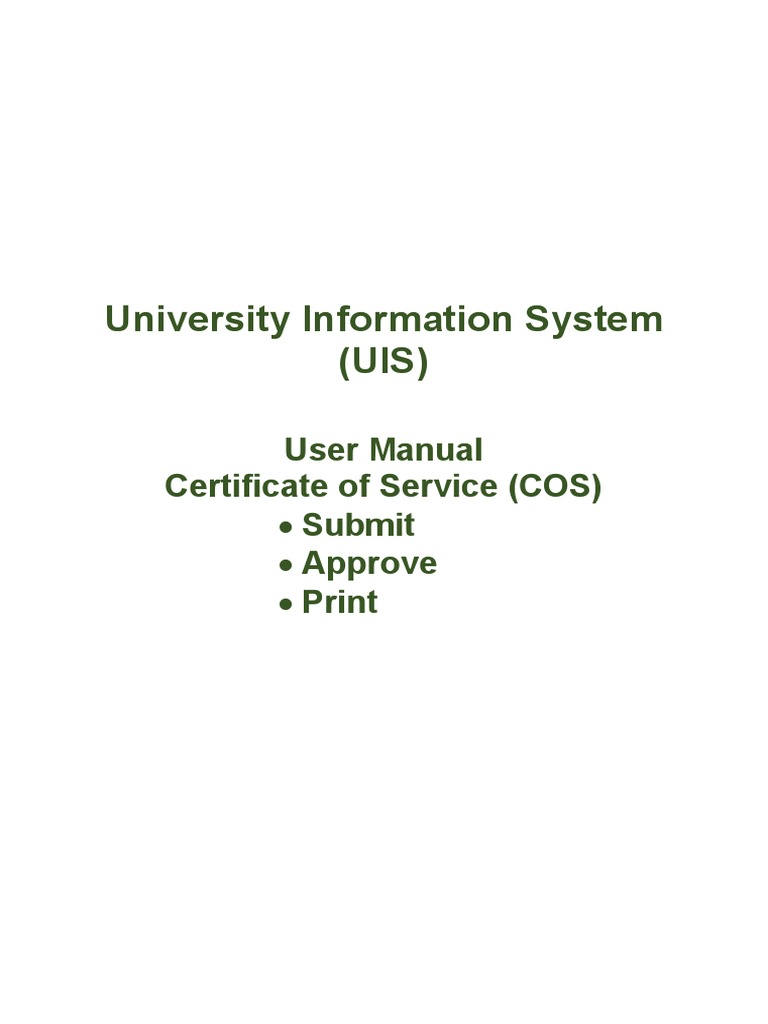 UIS Certificate of Service Submission Guide | PDF | Login | User ...