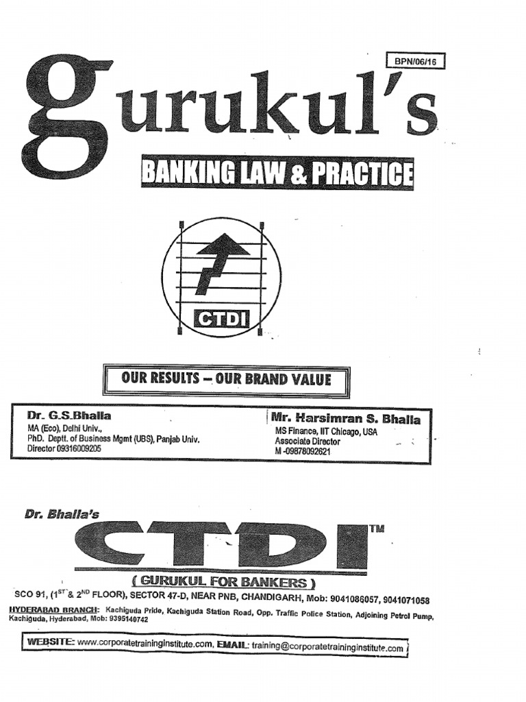 Bhalla 17 18 Banking Law And Practice Gurukul Pdf
