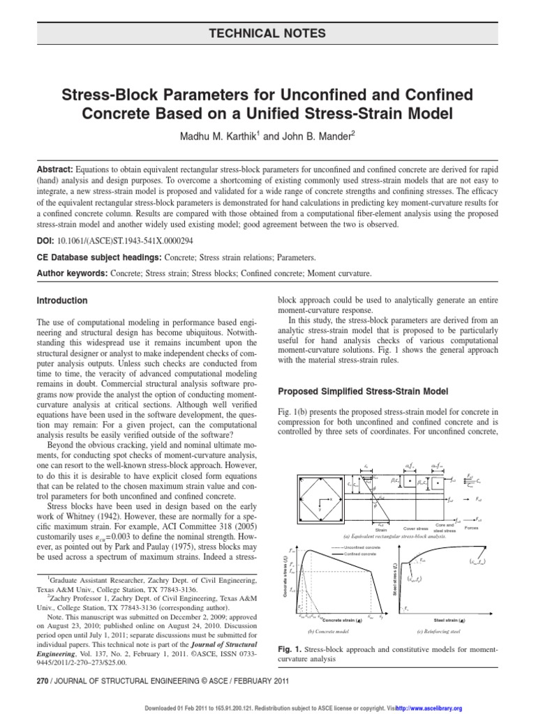 ASCE2011Madhu Mander | PDF | Strength Of Materials | Continuum Mechanics