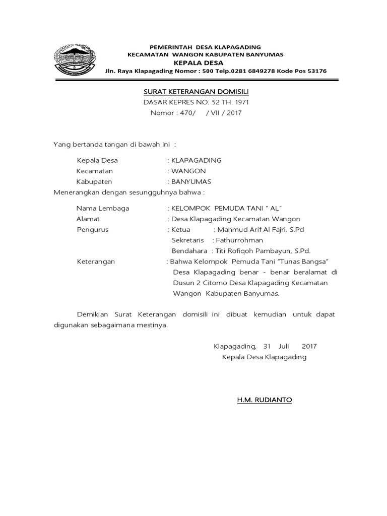 Contoh Surat Domisili Kelompok Tani Surat Terbaru