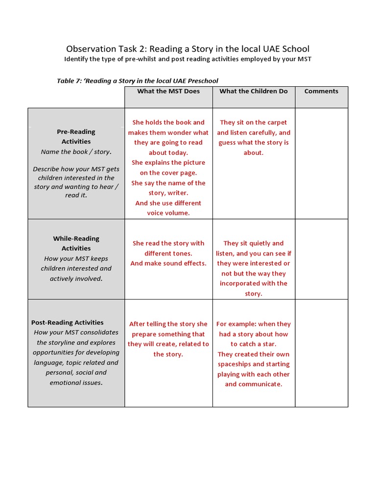 5 observation task 2 | Vocabulary | Preschool | Free 30-day Trial | Scribd