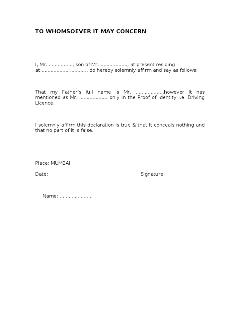 Affidavit For Difference in Name PDF Common Law Government