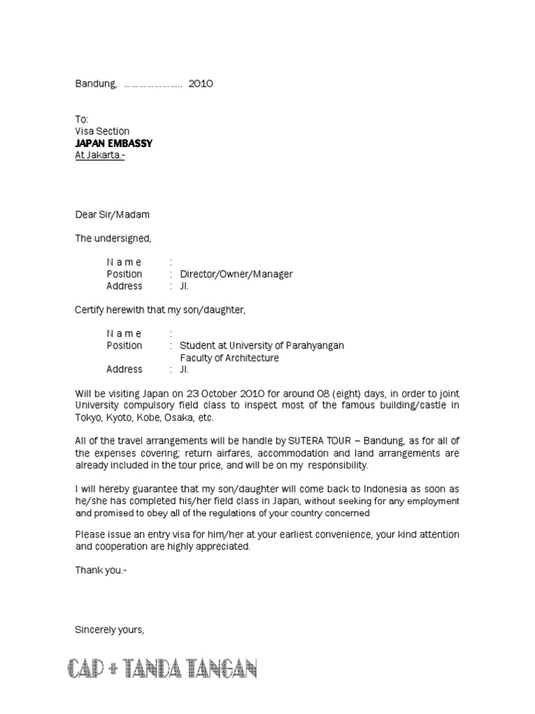 Contoh Surat Sponsor Permohonan Visa Schengen Contoh