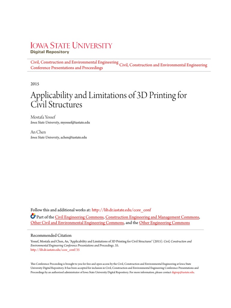 Applicability and Limitations of 3D Printing For Civil Structures PDF